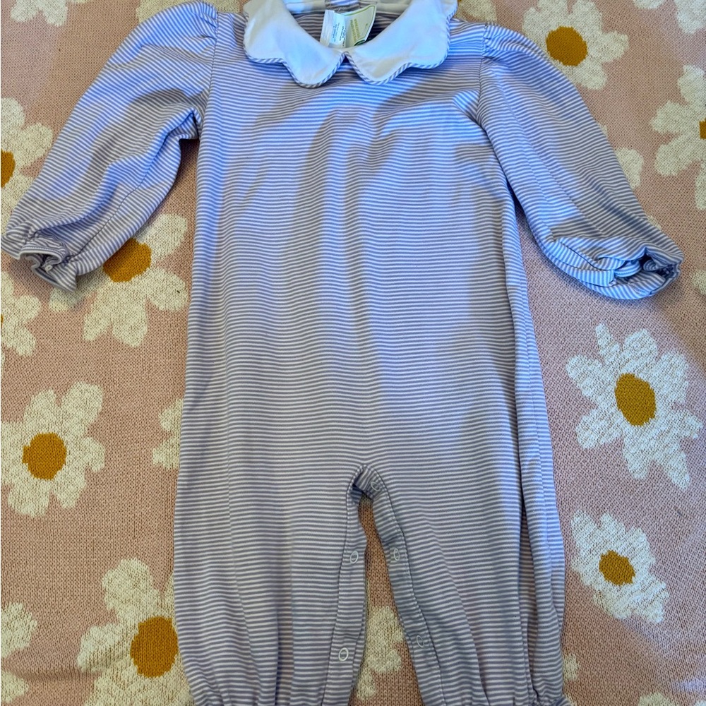 Striped Purple and White toddler girl’s romper 24m